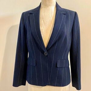 Tahari Blazer Classic One Button Navy 8P